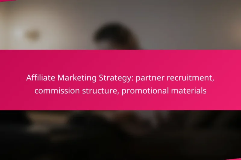 Affiliate Marketing Strategy: partner recruitment, commission structure, promotional materials