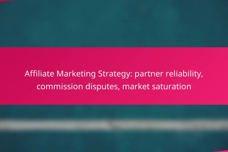 Affiliate Marketing Strategy: partner reliability, commission disputes, market saturation