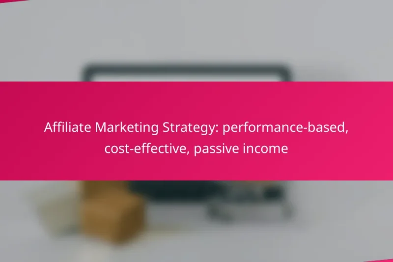 Affiliate Marketing Strategy: performance-based, cost-effective, passive income
