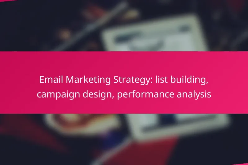 Email Marketing Strategy: list building, campaign design, performance analysis