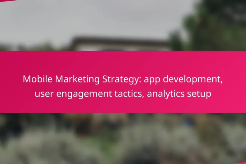 Mobile Marketing Strategy: app development, user engagement tactics, analytics setup