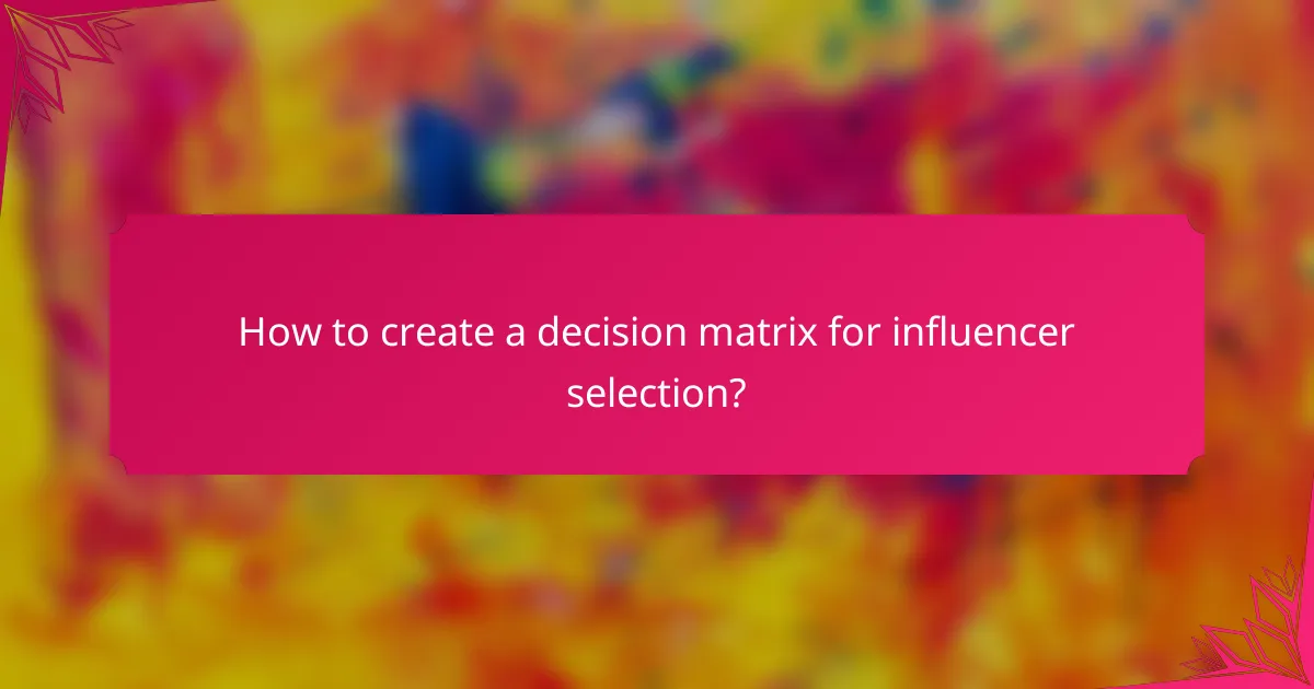 How to create a decision matrix for influencer selection?