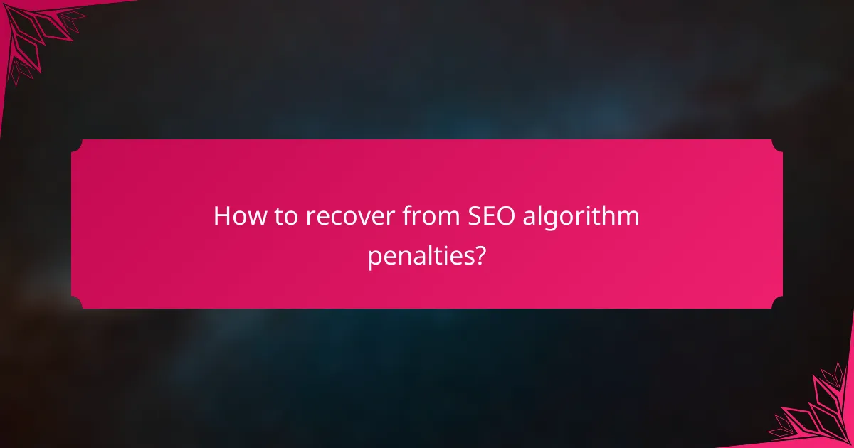 How to recover from SEO algorithm penalties?